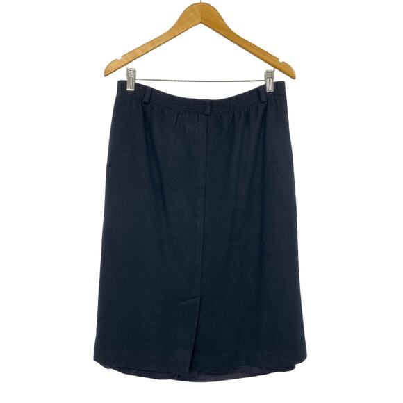 Vintage 90s Koret Pure Wool Mini Skirt Black Basic Minimalist Retro Womens 12 - Picture 3 of 5